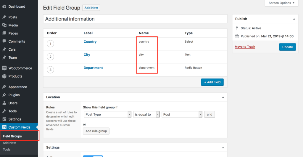 Advanced Custom Fields names to be used in WordPress permalinks