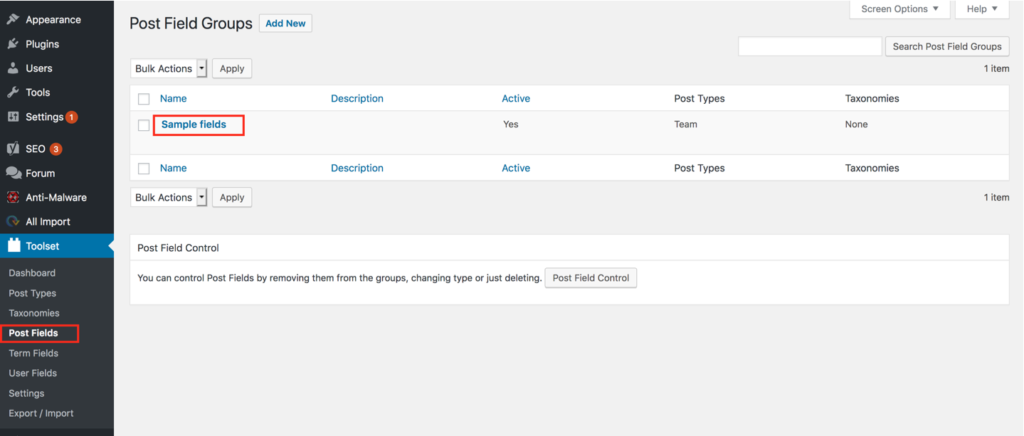 Post Field Groups in Toolset