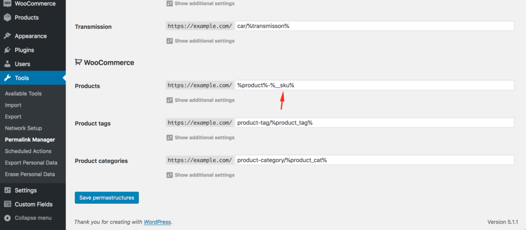 Add SKU to product permalinks