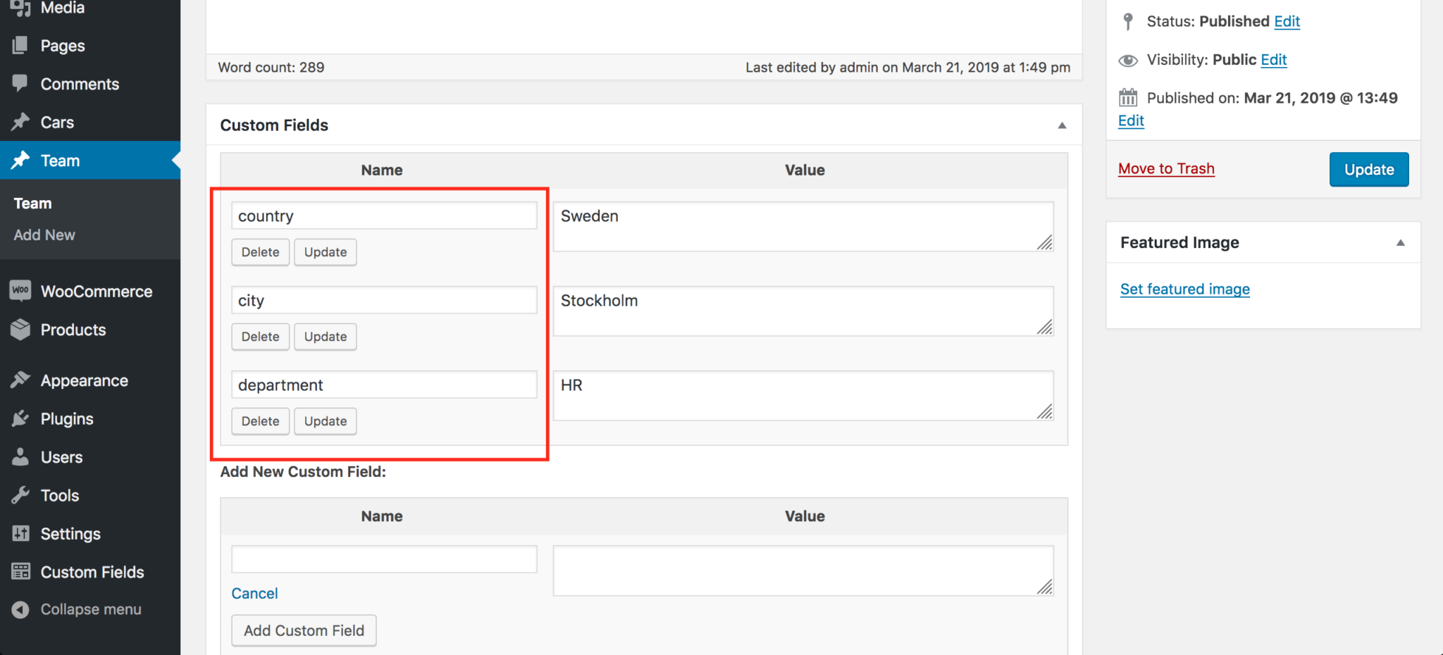 Meta field. Custom fields [for Theme] вордпресс. WORDPRESS meta display. List more Custom field names.