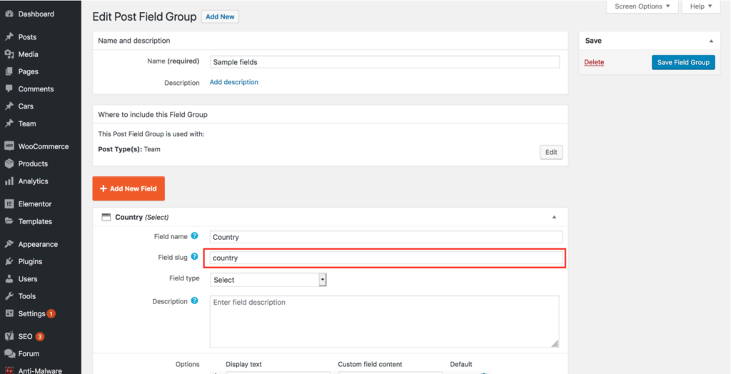 Sample Toolset Types custom field that can be used in WordPress permalinks