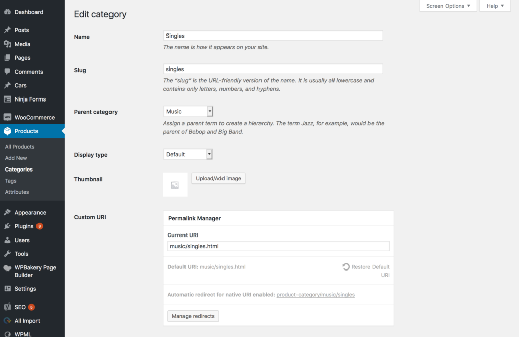 Adjust custom taxonomy permalinks using "Edit category" page