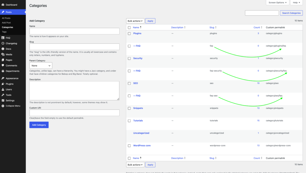New permalink without parent name added to the end of URL.