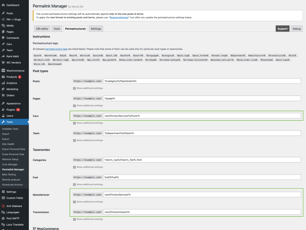 New permalink formats