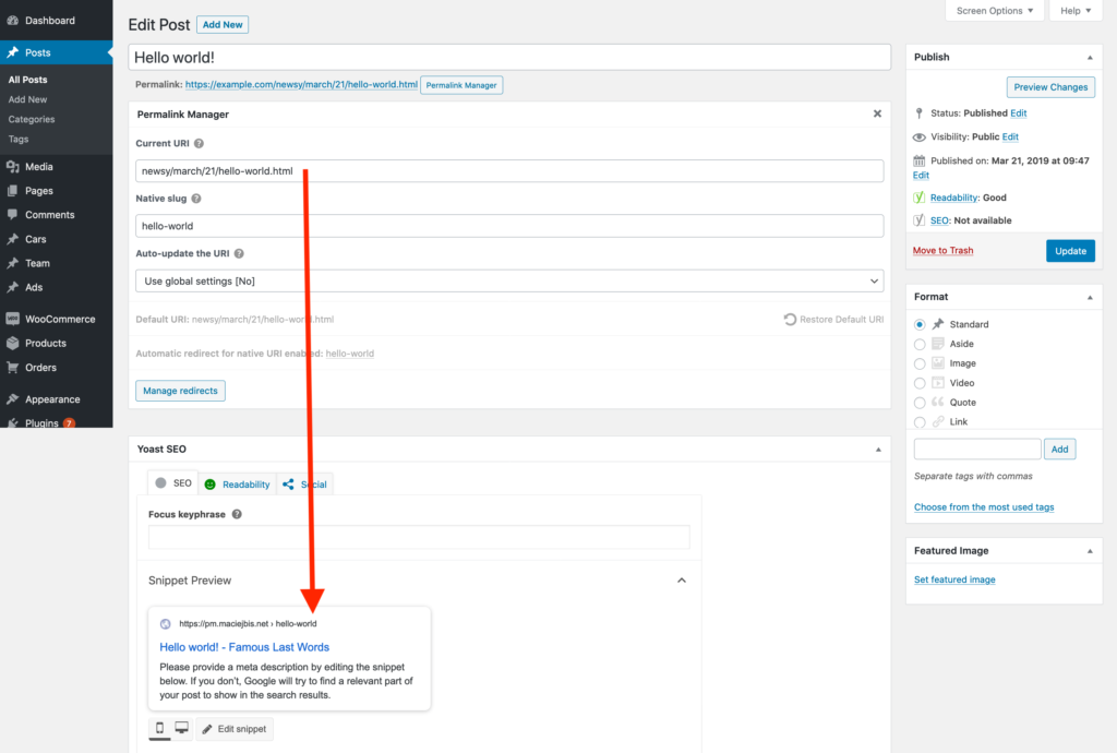 Yoast SEO is one of WordPress SEO plugins that uses native slugs