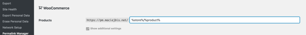 New product format with %store% permastructure tag