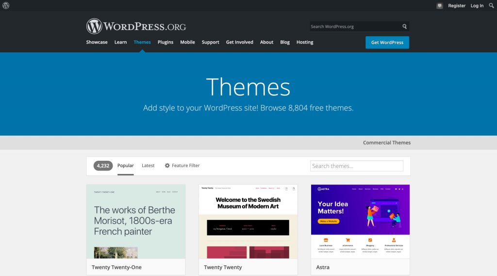 Wordpress.org themes