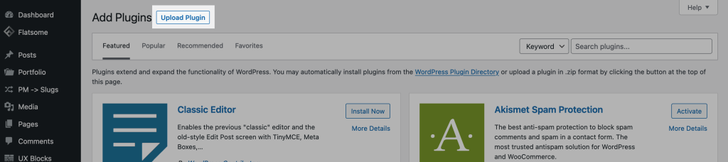 Upload plugin