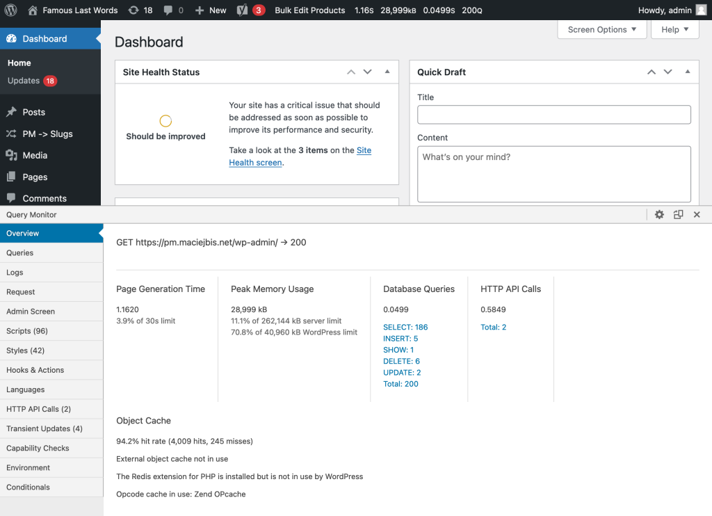 Query Monitor overview