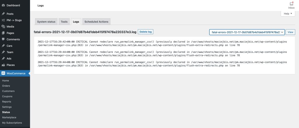 How to access WooCommerce logs?