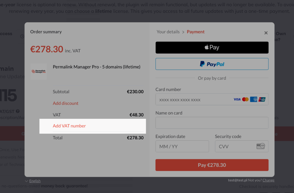 Add VAT number