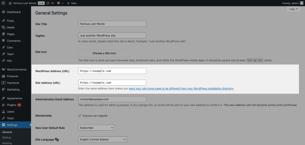 General Settings