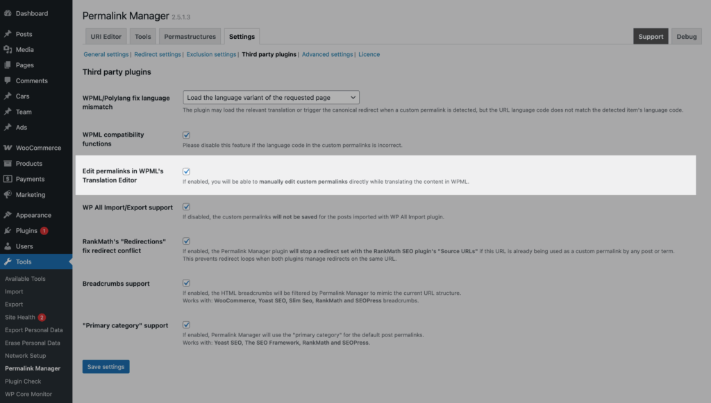 Edit permalinks in WPML's Translation Editor