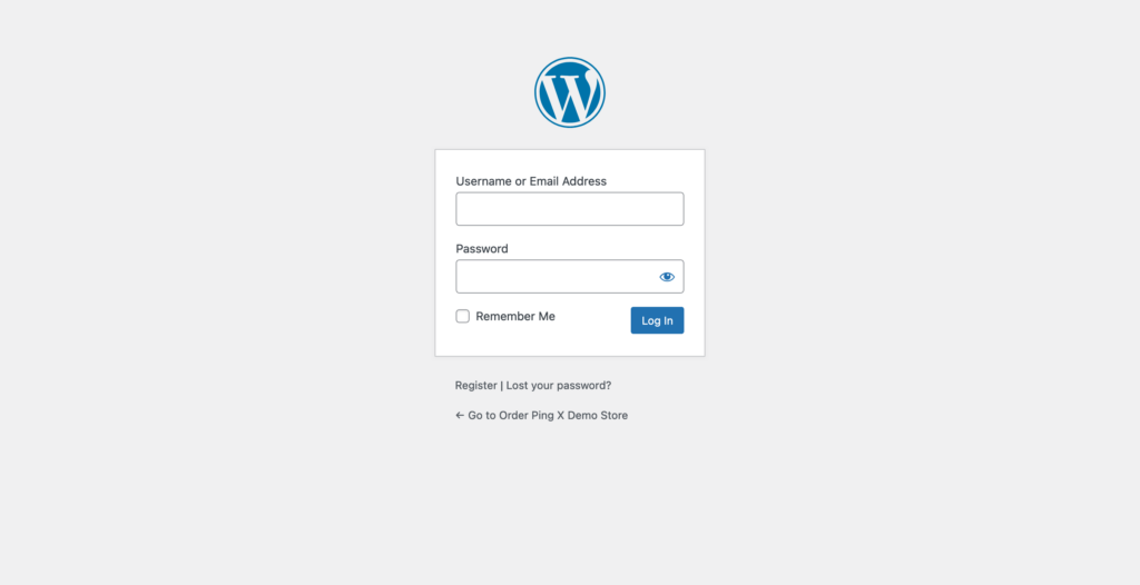 WordPress login screen