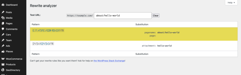 A sample rewrite rule in action