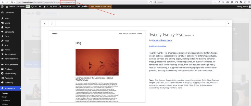 How to find a parent theme slug