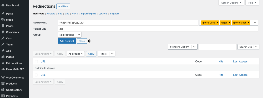REGEX-based redirection